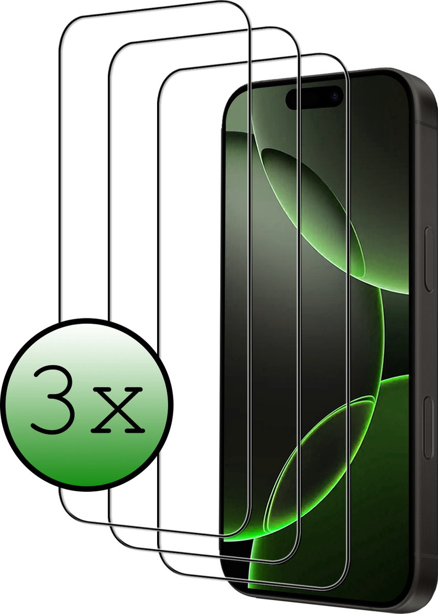 Screenprotector - 3 Stuks Geschikt voor Apple iPhone 16 Pro - Full Cover - Beschermglas - Gehard Glas - Tempered Glass - Screen Protector