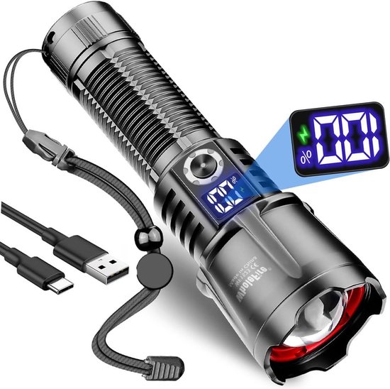 WEEKSUN Led-zaklamp, oplaadbaar, 150.000 lumen, extreem helder, oplaadbaar, 5200 mAh, IP67 waterdicht, voor kamperen, wandelen, noodgevallen, stroomuitval