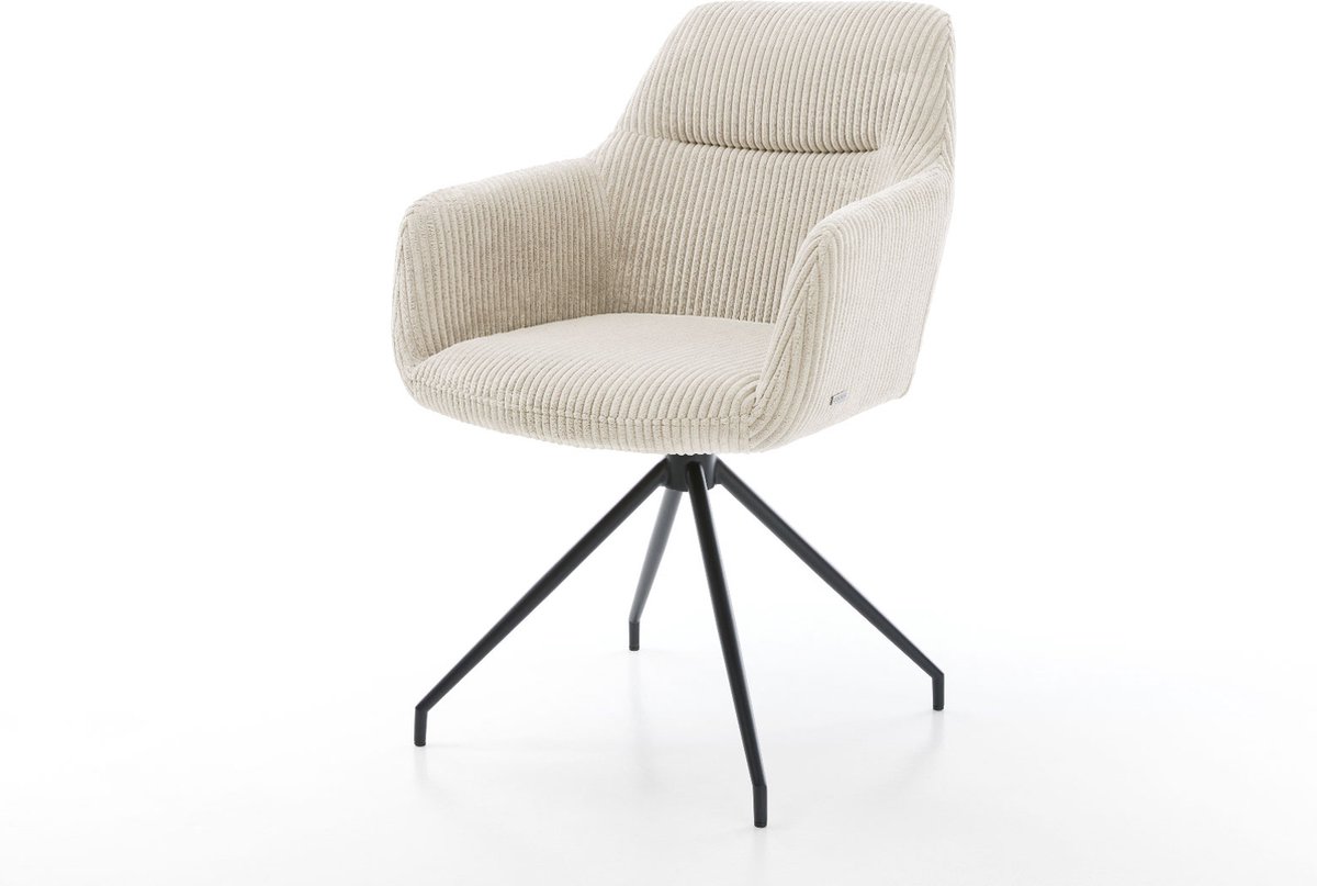 DELIFE Gestoffeerde-stoel Pejo-Flex kruisframe conisch zwart koord beige pocketveer kern