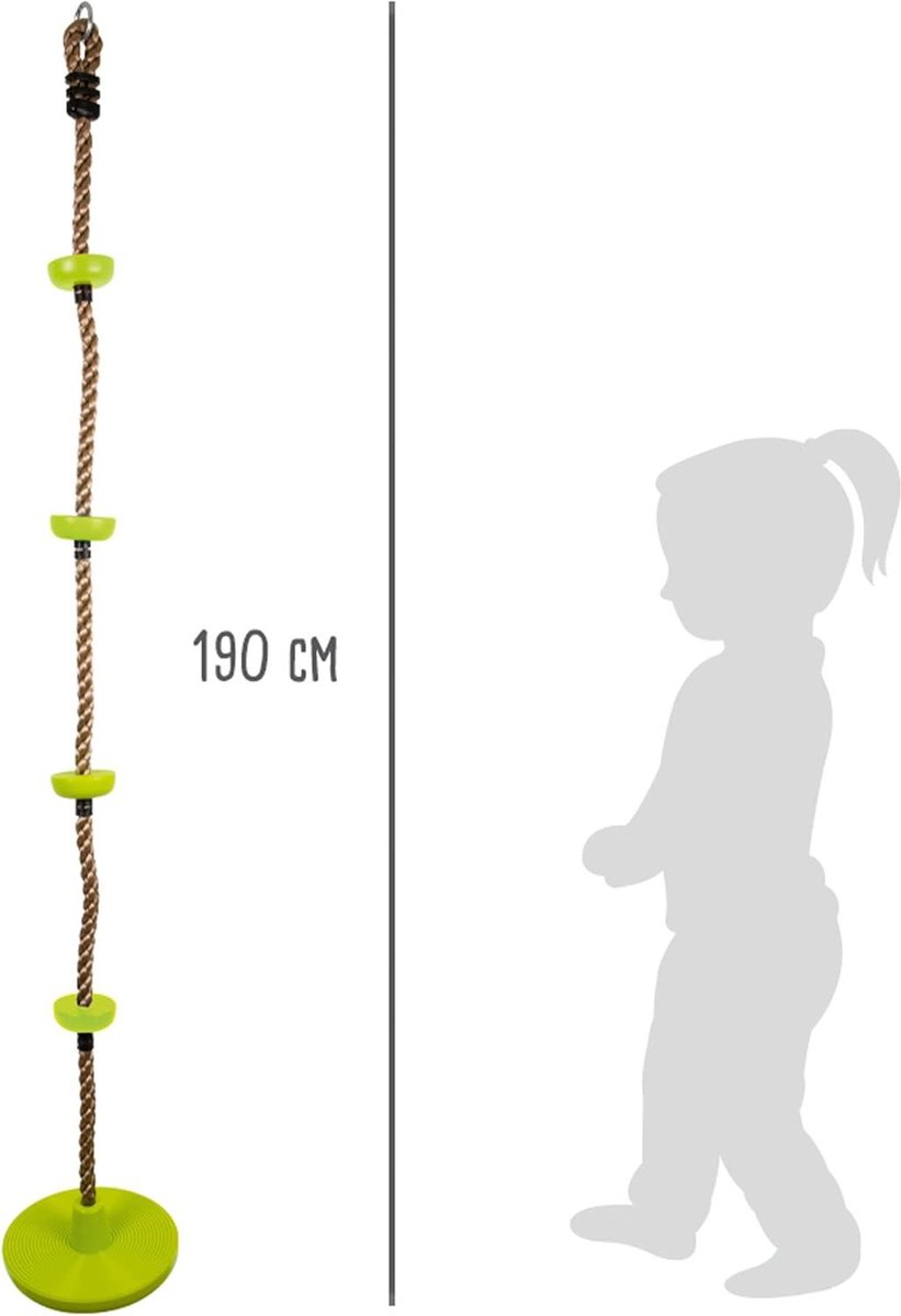 Outdoor Schommel met Klimtouw voor Kinderen vanaf 3 jaar Lengte ca. 190 cm Groen