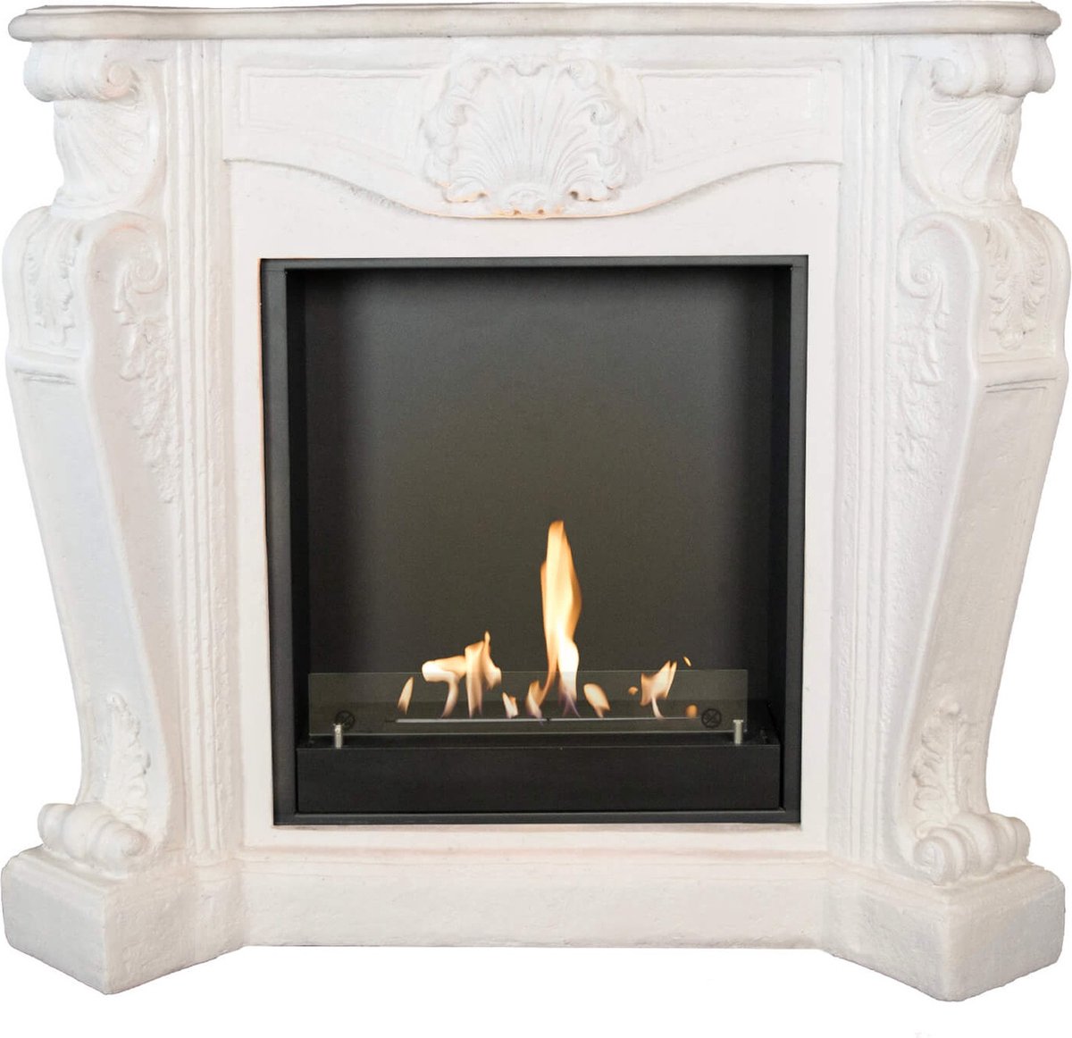 Xaralyn Bio-ethanol haard - Louis BIU-W - wit natuursteen - 3 KW verwarming - haardombouw inclusief inbouwhaard - schouw