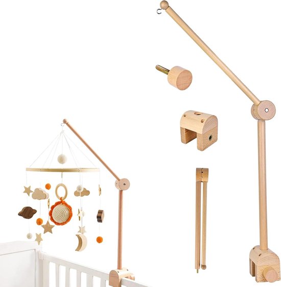 Foto: Baby mobiel met muziek houten mobiele houder voor babybed ophanging doe het zelf baby mobile armhouder muziekdoos hout baby mobielhouder met muziek baby mobiel met muziek