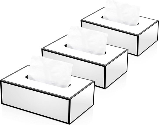 Foto: Zakdoekhouder wit rechthoekig 235 x 12 x 78 cm zakdoekjes cosmetisch tissue box 3 stuks