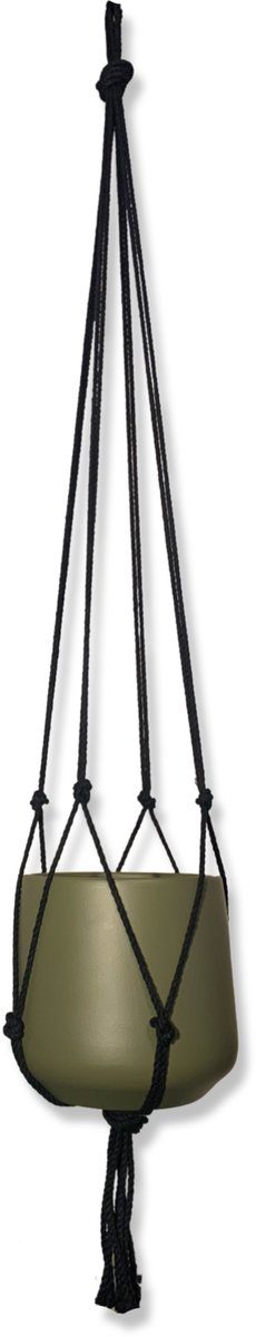 Minimalist Plant Hanger - Choose color and length - Black - 120 cm long - Cotton cord - Suitable for Pot with Diameter up to 20 cm - Handmade in our Macramé Atelier - Price per Piece - Note: Excluding Pot - Including Shipping Costs