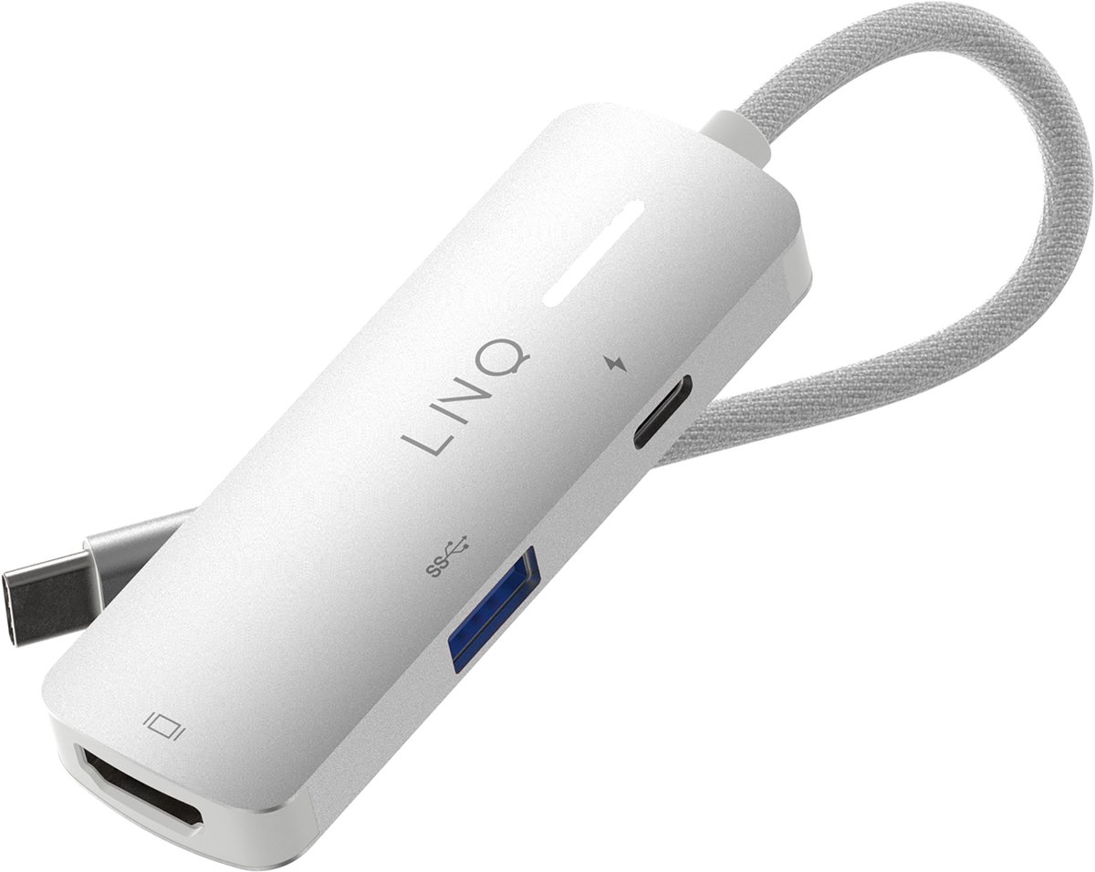 LINQ 4K HDMI Adapter met PD en USB-A - Geschikt voor Laptops en Smartphones
