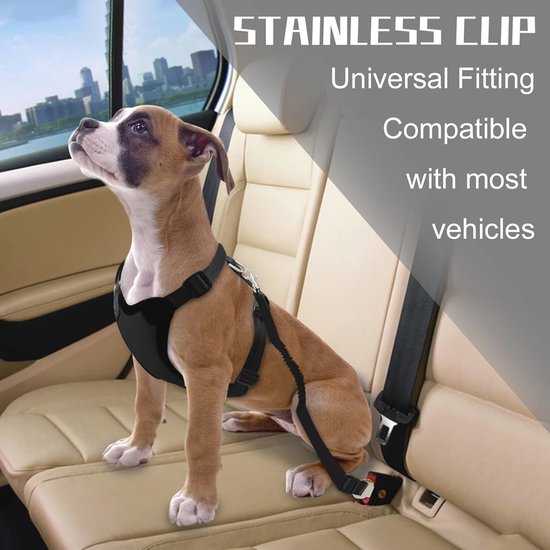 Veiligheidsgordel Voor De Auto, 2-in-1, Knoopvrije Duurzame Elastische Hondenriem Voor De Auto Verstelbare Reflecterende Veiligheidsgordel Voor Honden Voor Auto Op Reis En Uitgaan
