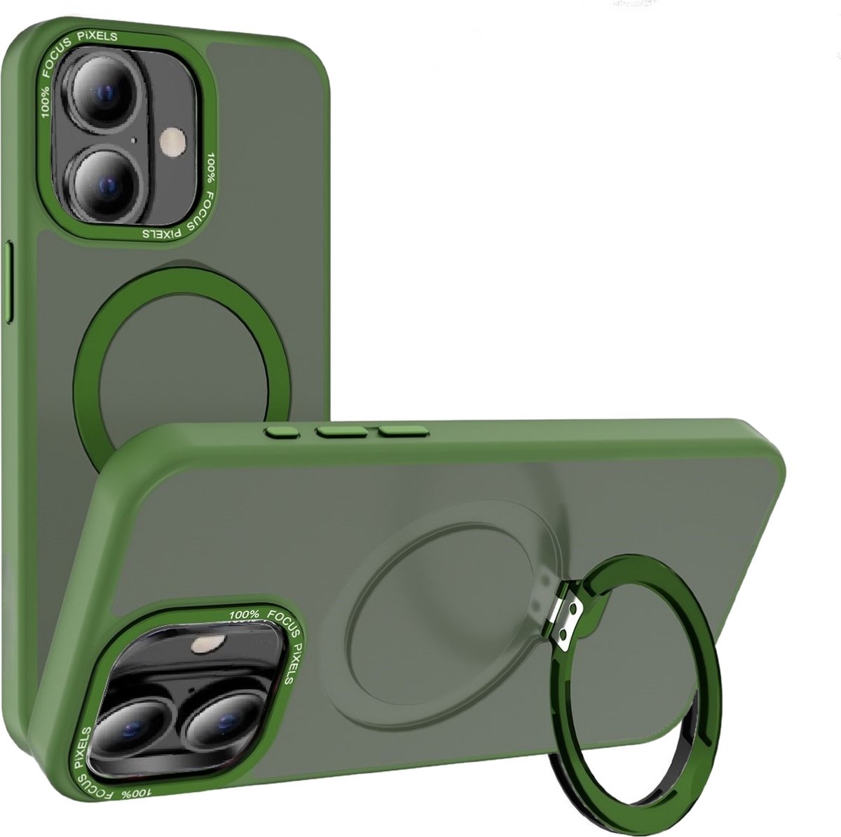 Cityhoesje - Ring BackCover - iPhone 16 Plus - Wireless Charging - Groen