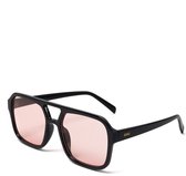 KIMU Lunettes de soleil influenceurs – Verres roses – Monture Zwart – Médias sociaux Hollywood Cool Hip Retro Avator Trendsetter Celebrity Pilot Glasses Halloween
