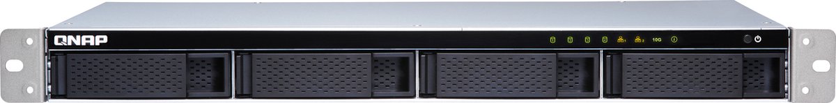 4-Bay quad-core 1.7 GHz short-depth rackmount NAS with 100W power supply 2GB DDR3 SODIMM RAM