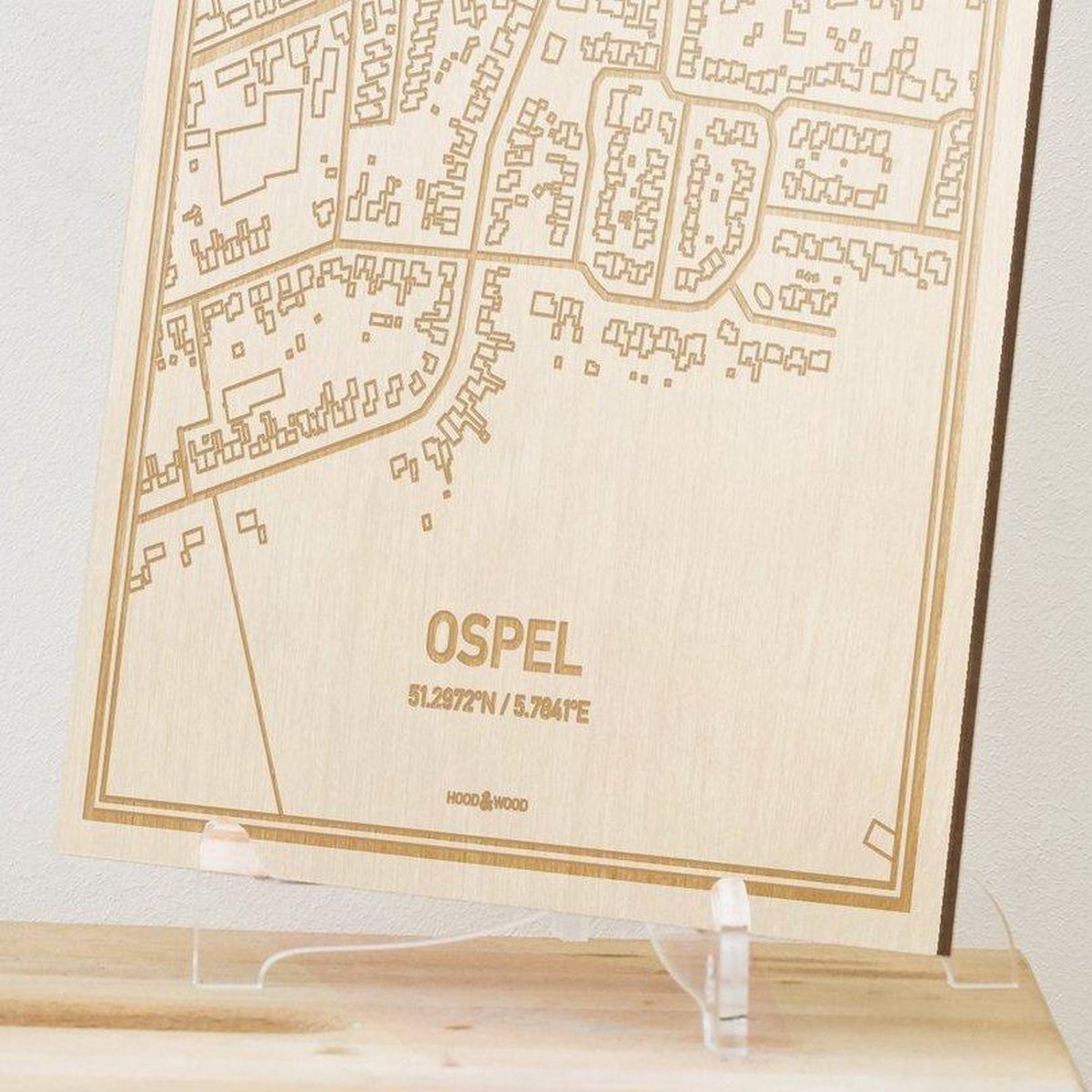 Kaart Ospel - Gegraveerde stadskaart Hood&Wood - Hout, A4 | bol.com