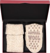 Homepads sokken wol - beige (in cadeauverpakking) -  Maat: 35-38