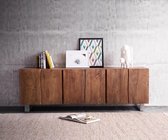 Ladekast Live-Edge acacia bruin 220 cm 6 deuren massief boomrand commode