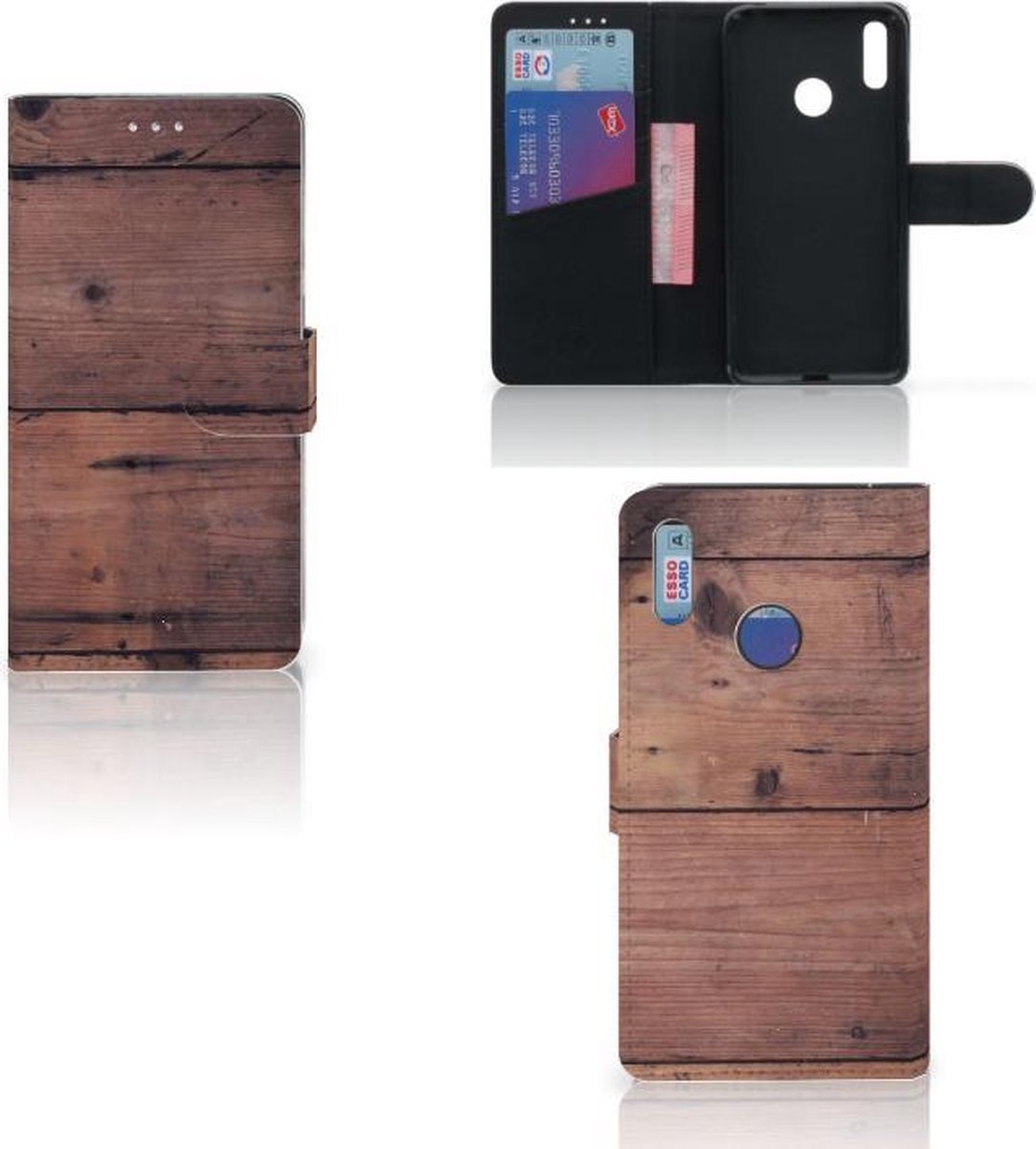 Book Case voor Huawei Y7 (2019) Book Style Case Old Wood