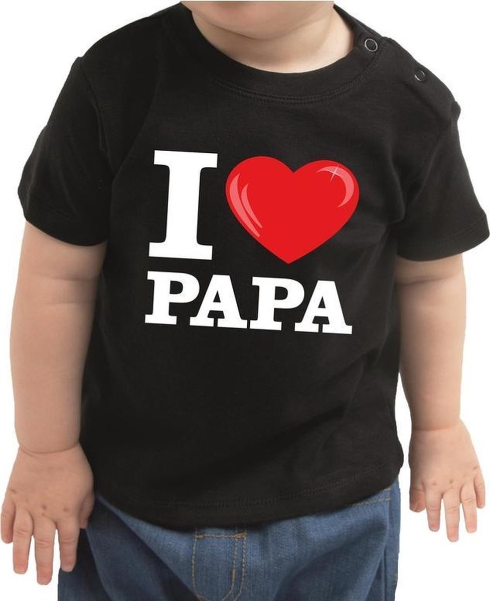 I love papa cadeau t-shirt zwart voor baby / kinderen - jongen / meisje 68