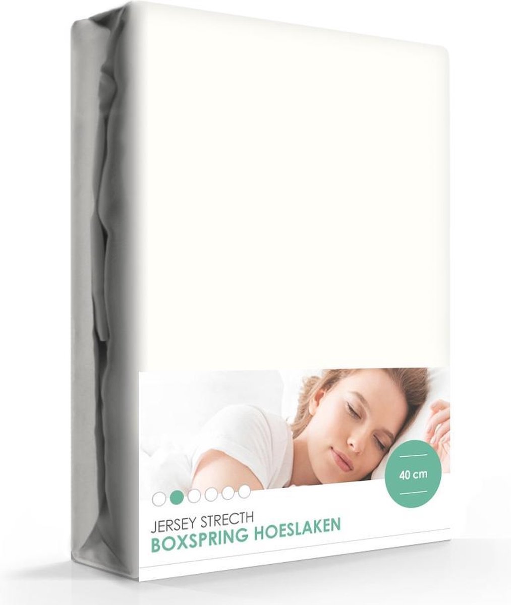 Boxspring - Waterbed - Jersey Stretch Hoeslaken Extra Hoog Off-white-200 x 200/220 cm