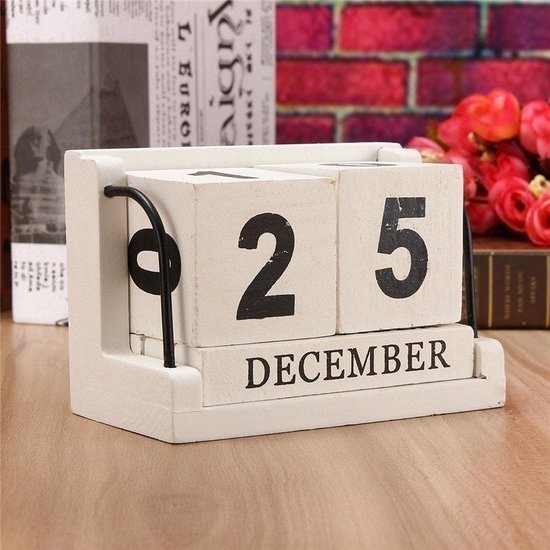 Kerstwitte Houten Kalender Bureau Blok Decoratie Thuis Decor