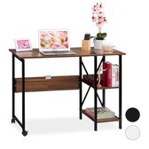 Relaxdays bureau klapbaar - computertafel - opbergrek - vouwbaar - 2 vakken - Hout / zwart