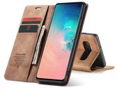 Samsung Galaxy S10 Bookcase hoesje - CaseMe - Effen Tan - Kunstleer