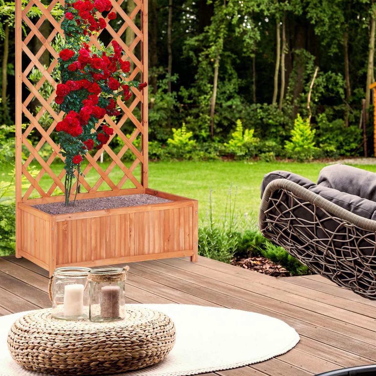 Yaheetech Verhoogd bloembed met 3 niveaus, hout, balkon, tuin