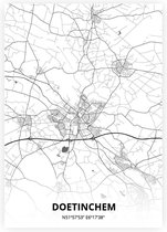 Doetinchem plattegrond - A4 poster - Zwart witte stijl