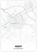 Weert plattegrond - A2 poster - Zwart blauwe stijl