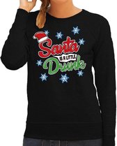 Foute kersttrui / sweater Santa is a little drunk zwart voor dames - kerstkleding / christmas outfit S (36)