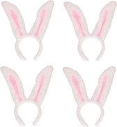 4x Diadeem met witte konijnen oren - Feest diadeem konijn
