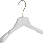 De Kledinghanger Gigant - 30 x Kinderhanger kunststof wit met schouderverbreding en rokinkepingen, 28 cm