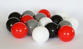 500 ballen 7cm, wit, rood, grijs, zwart