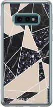 Samsung S10e hoesje siliconen - Abstract painted | Samsung Galaxy S10e case | Bruin/beige | TPU backcover transparant
