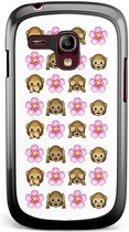 Samsung S3 Mini hoesje - Emoji aapjes | Samsung Galaxy S3 Mini case | Hardcase backcover zwart