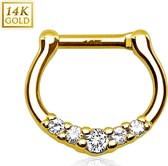 14K Jewelled Septum Clicker piercing - 8 mm