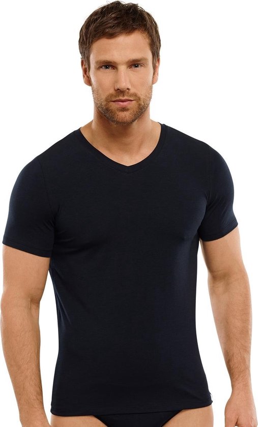 SCHIESSER Long Life Soft T-shirt (1-pack) - heren shirt korte mouwen blauwzwart - Maat: S