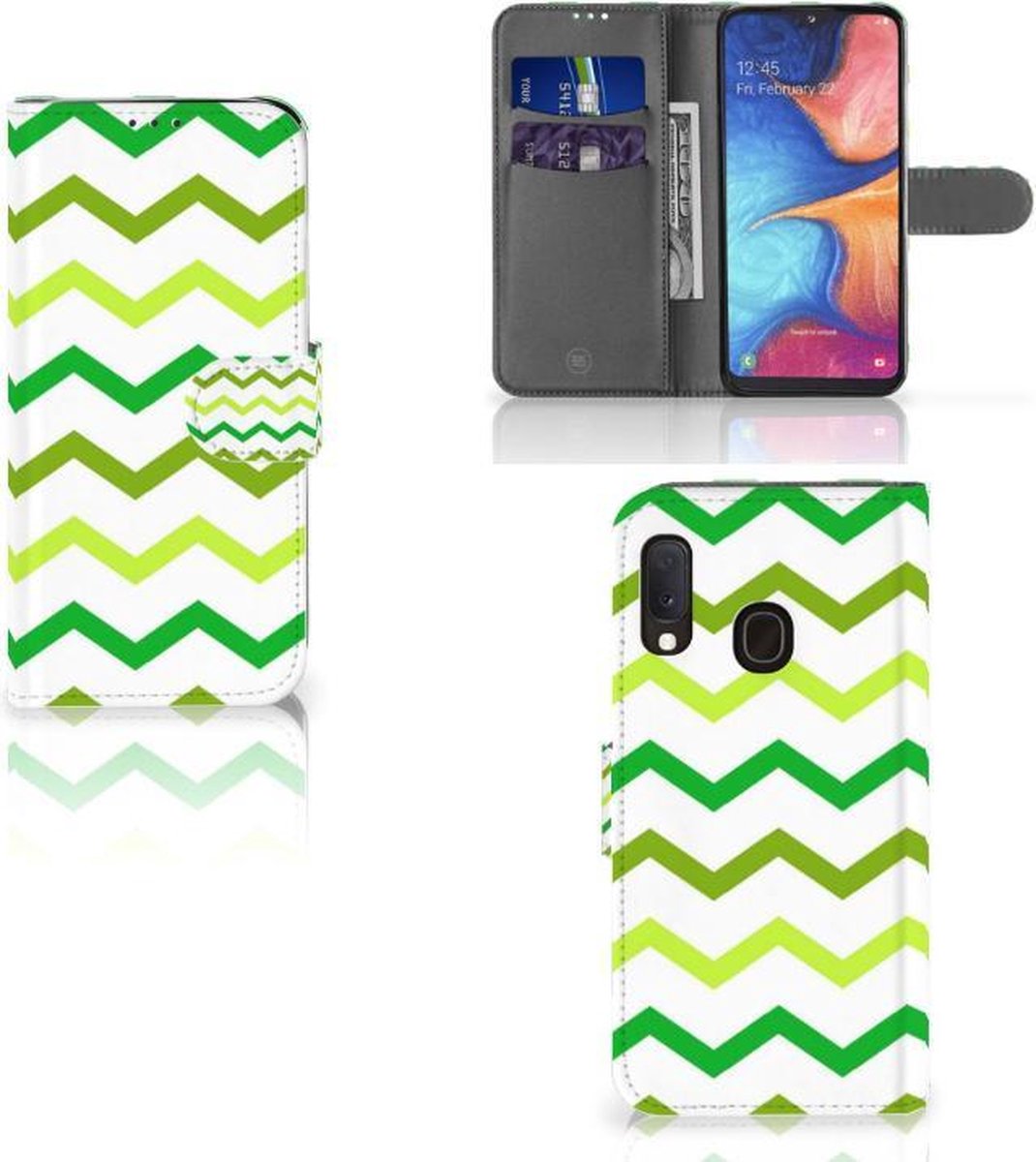 Samsung Galaxy A20e Telefoon Hoesje Zigzag Groen