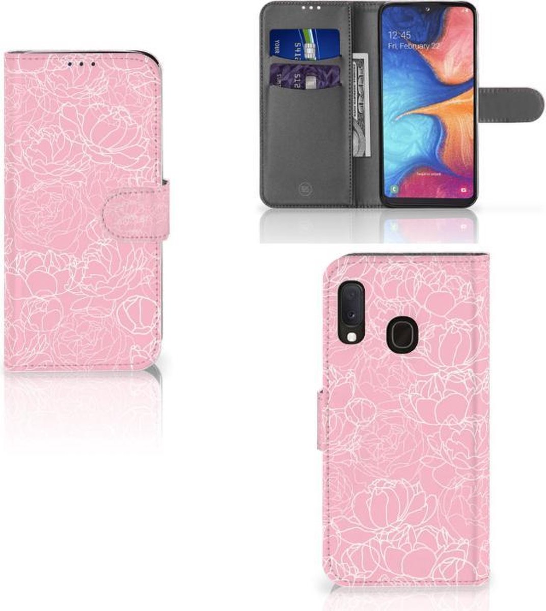 Samsung Galaxy A20e Hoesje White Flowers