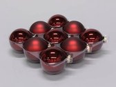Dark Red Combi Kerstballen - cb. 9 glasballen/cap dark red combi 100mm