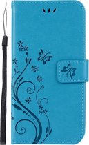 Shop4 - Samsung Galaxy A30s Hoesje - Wallet Case Vlinder Patroon Blauw