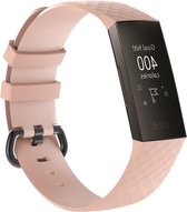 Fitbit Charge 3 & 4 siliconen bandje |Roze / Pink |Diamant patroon | Premium kwaliteit | Maat: S/M | TrendParts