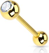 tongpiercing wit gold plated