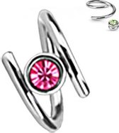 Helixpiercing twist met roze CZ balletje ertussen