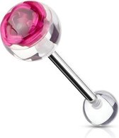 Tongpiercing metalen roos roze