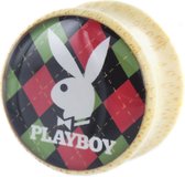 Playboy Bunny Rood / Groen Print Saddle Wood Plug - 25 mm (per paar)