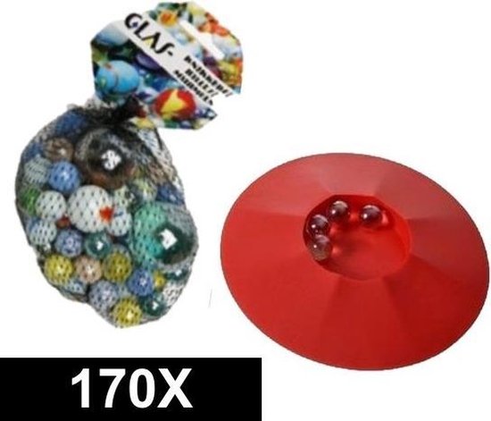 Knikkerpot met 170 knikkers speelgoed set - Buitenspeelgoed buitenspelen knikkeren - Don Juan Knikkers