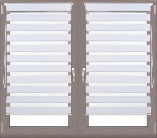 Sol Royal dubbel rolgordijn zonder boren SolDecor DK9 Duo Rollo 100 x 160 cm Premium Vario met klembeugel en extra brede lamellen - Wit