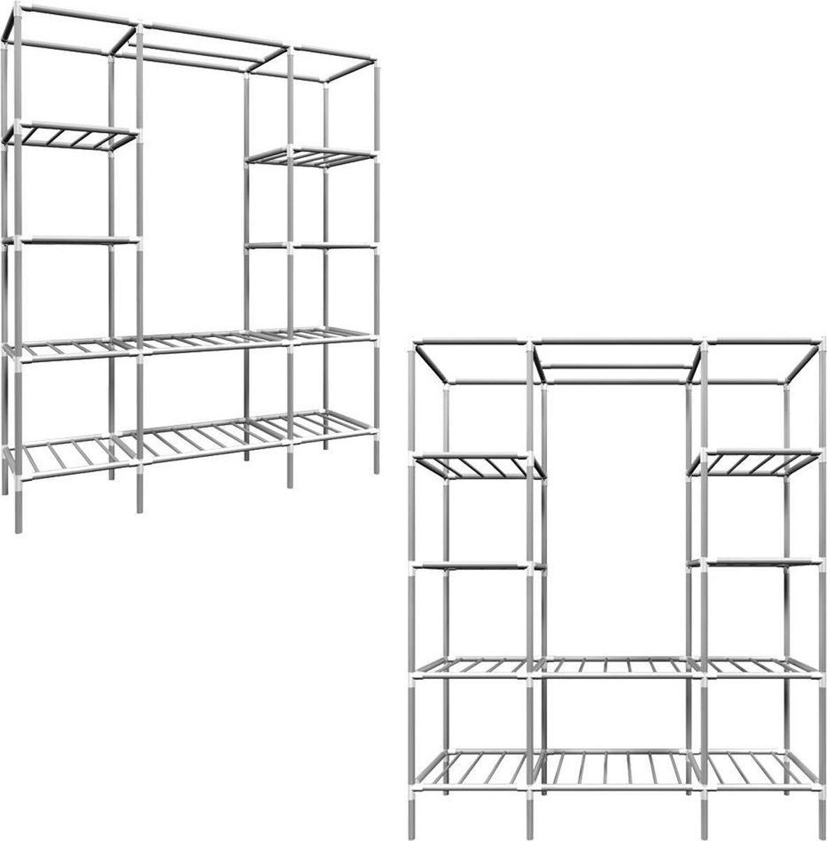 Brede xxl garderobekast metalen legbordstang 178x148x44,5cm vouwbare kast