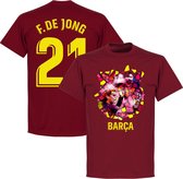 Barcelona F. De Jong 21 Gaudi Foto T-Shirt - Bordeaux Rood - S