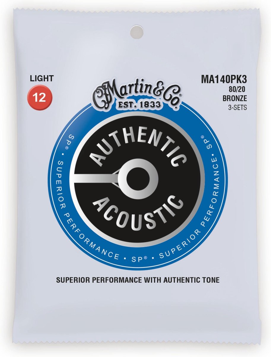 Martin Strings MA140PK3 Authentic SP 80/20 Bronze 3-Pack