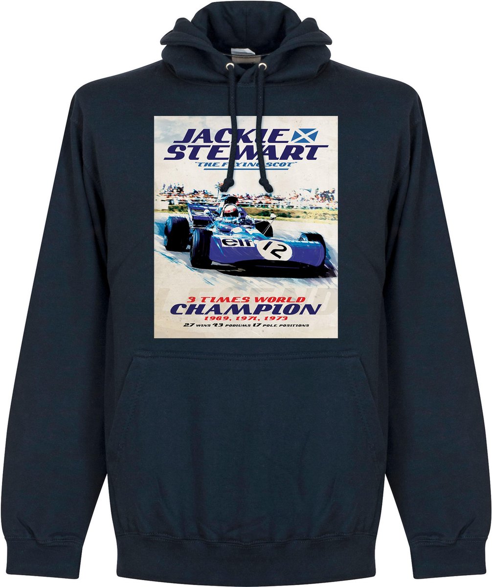 Jackie Stewart Poster Hoodie - Navy - XXL
