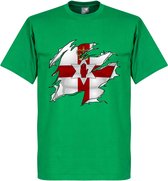 Noord Ierland Ripped Flag T-Shirt - Groen - XL