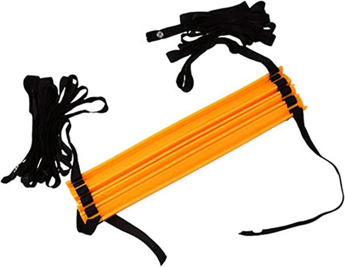 Snelheidsladder - Trainingsladder Fitness - Voetbaltraining Verbeteren - Verstelbare Nylonbanden - 4 Meter - Zwart